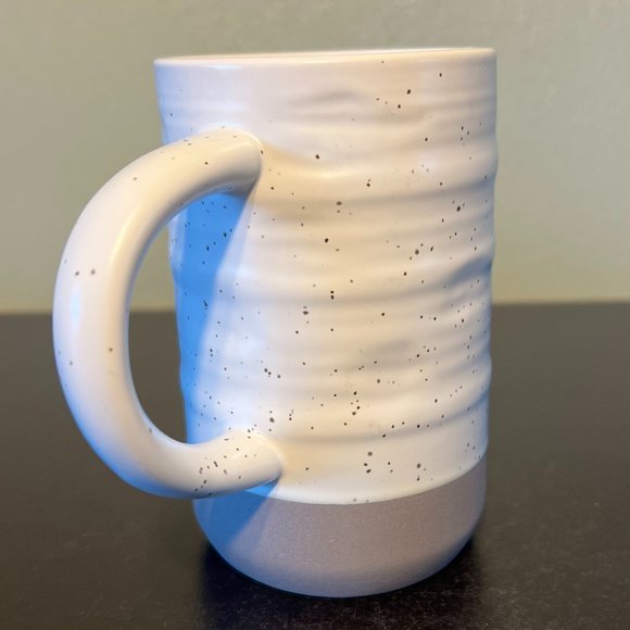 THRESHOLD White and Gray Speckled Ribbed Stoneware Mug with Unglazed Gray Base - Picture 7 of 11